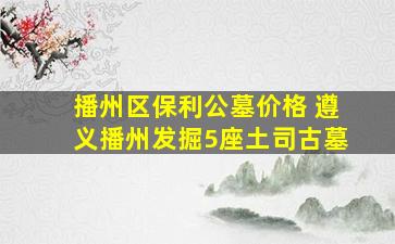 播州区保利公墓价格 遵义播州发掘5座土司古墓